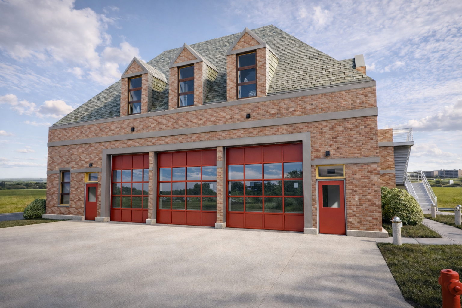 Exterior rendering of the renovated Garden City Firehouse
