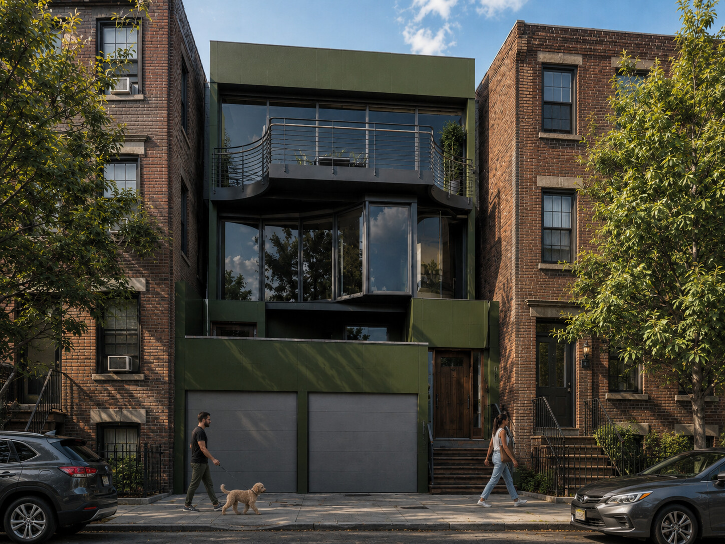 Front exterior visualization of the Leaf House residential concept
