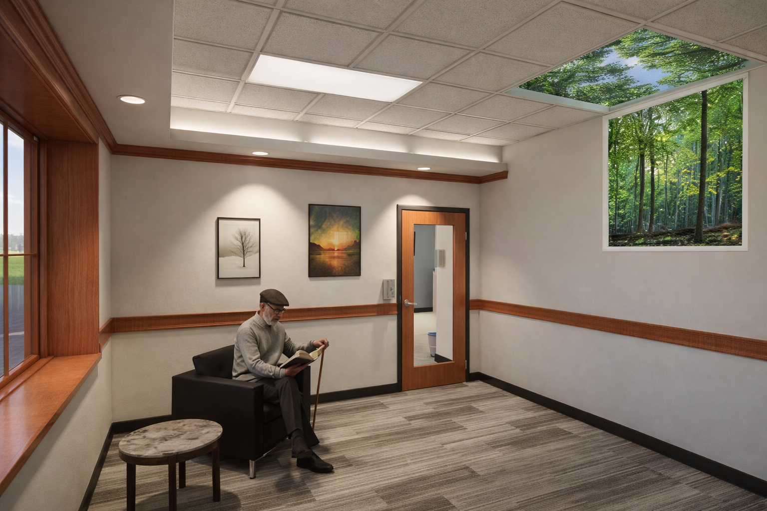 Interior rendering of the Parker Jewish Institute hydrotherapy addition