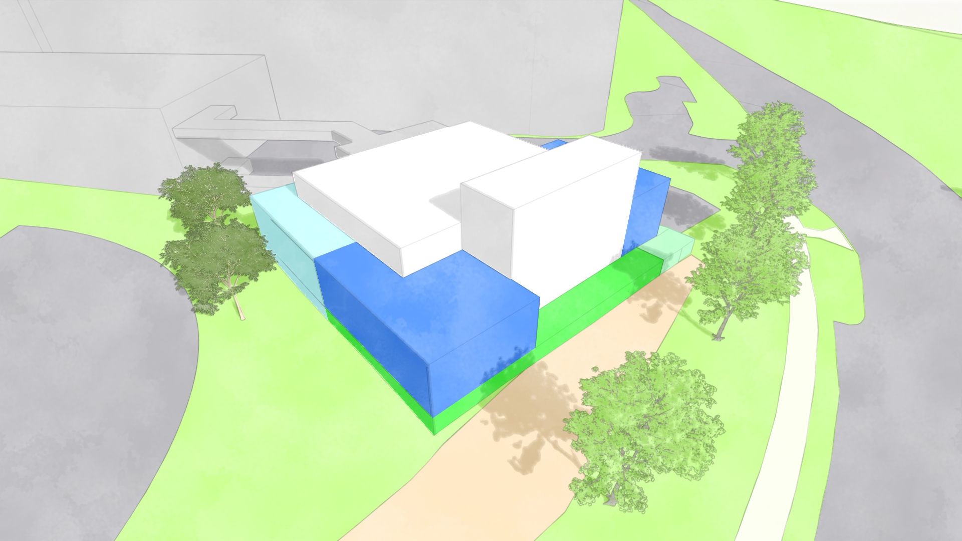Option 4 feasibility massing study for the UConn Health MAA chemical storage expansion
